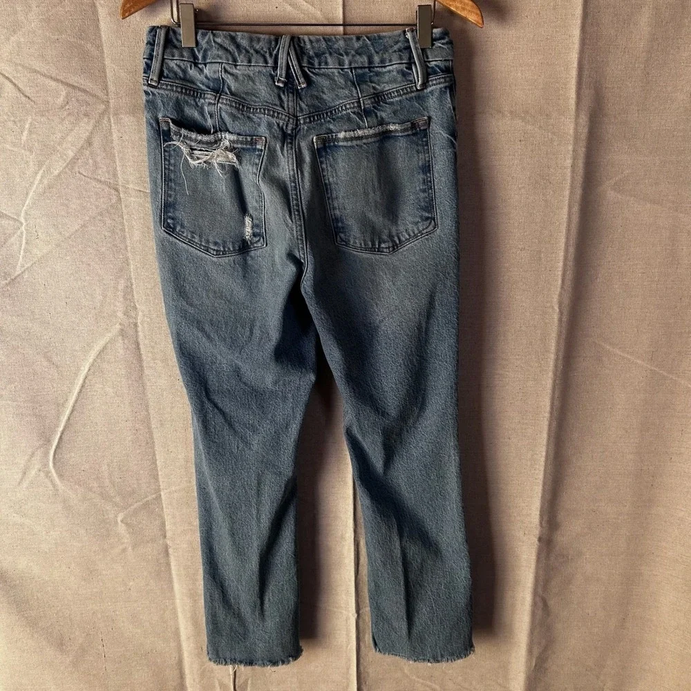 Good American‎ Distressed High Rise Straight Leg Jeans Blue Size 6/28 Casual
